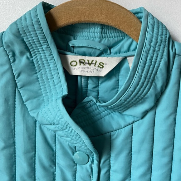 Orvis Womens Size XL Quilted Vest Gilet Pastel Aqua Green Snap Closure Pockets - Picture 6 of 8